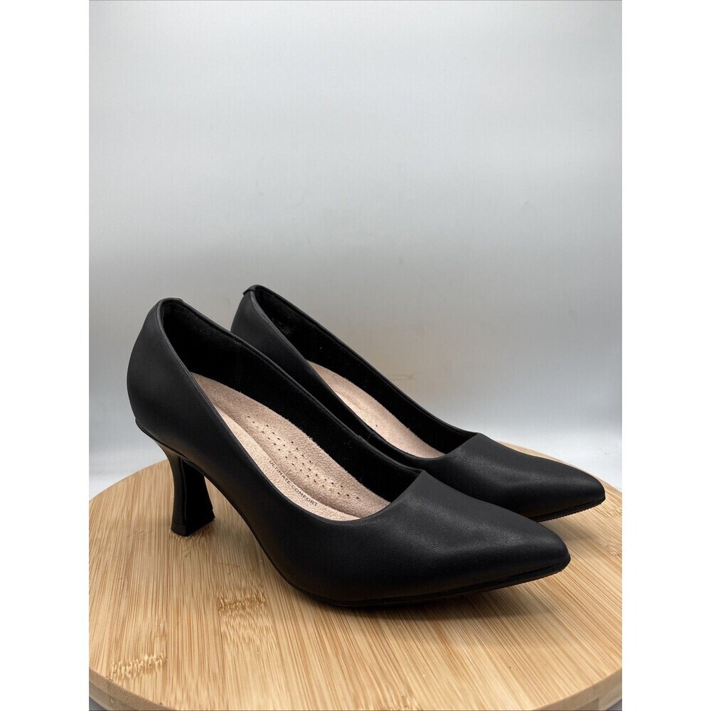 Clarks Kataleyna Gem Black Leather Pointed Toe Kitten Heel Pumps Women 6.5
